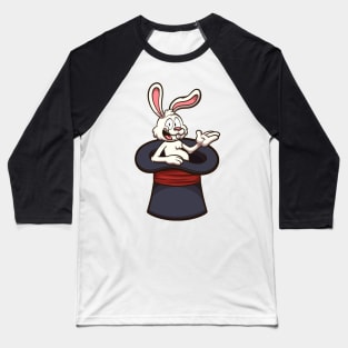 White Rabbit In Magician Hat Baseball T-Shirt